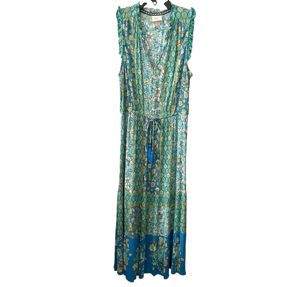 Knox Rose Gauze Dress Womens S Blue Flowy Ruffle Sleeve Boho Floral Festival